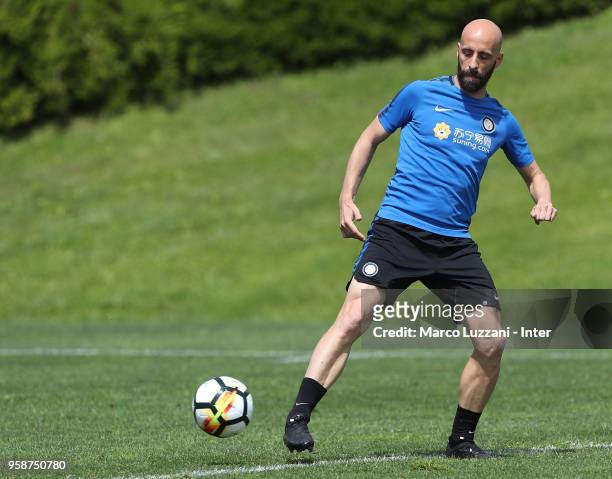 Borja Valero of FC Internazionale in action during the FC Internazionale training session at the club's training ground Suning Training Center in...