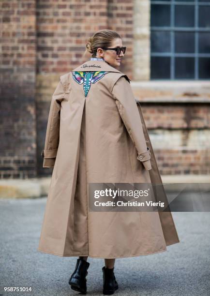 Kate Waterhouse wearing trench coat during Mercedes-Benz Fashion Week Resort 19 Collections at Carriageworks on May 15, 2018 in Sydney, Australia.