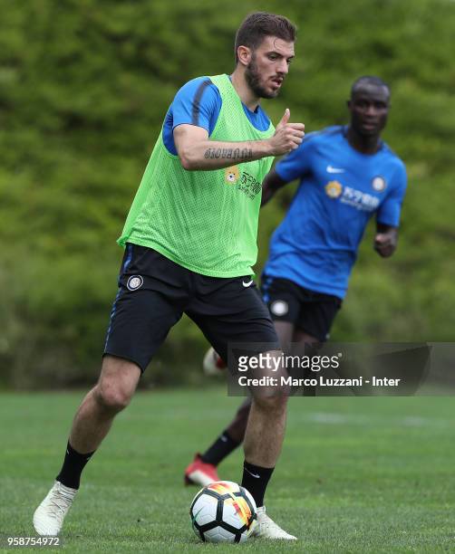 Davide Santon of FC Internazionale in action during the FC Internazionale training session at the club's training ground Suning Training Center in...