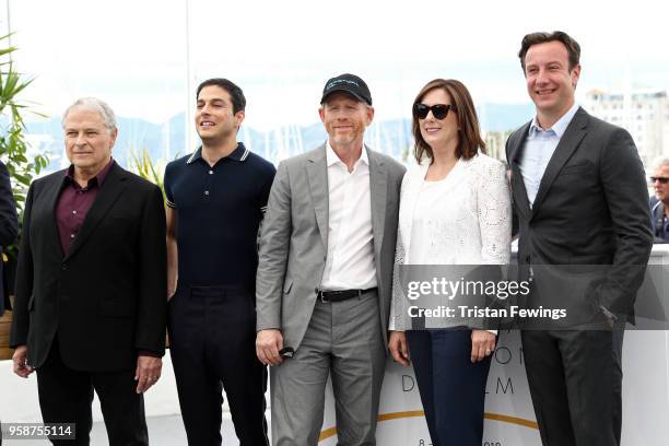 Writer Lawrence Kasdan, screenwriter Jonathan Kasdan, director Ron Howard, producer Kathleen Kennedy and producer Simon Emanuel attend the photocall...