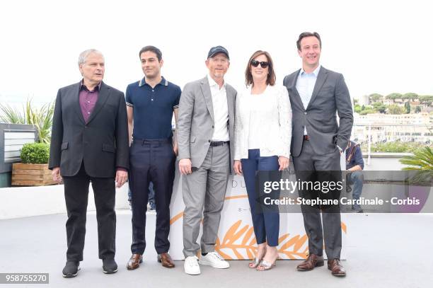 Lawrence Kasdan, Jonathan Kasdan, Ron Howard, Kathleen Kennedy and Simon Emanuel attend "Solo: A Star Wars Story" Photocall during the 71st annual...