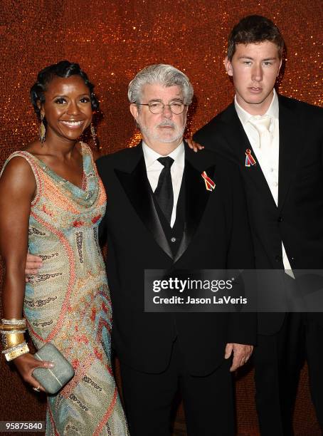 Mellody Hobson, director George Lucas and son Jett attend the official HBO after party for the 67th annual Golden Globe Awards at Circa 55 Restaurant...