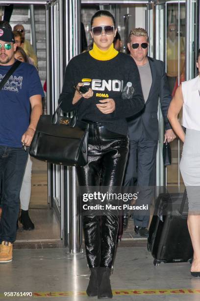 Model Adriana Lima is seen during the 71st annual Cannes Film Festival at Nice Airport on May 15, 2018 in Nice, France.