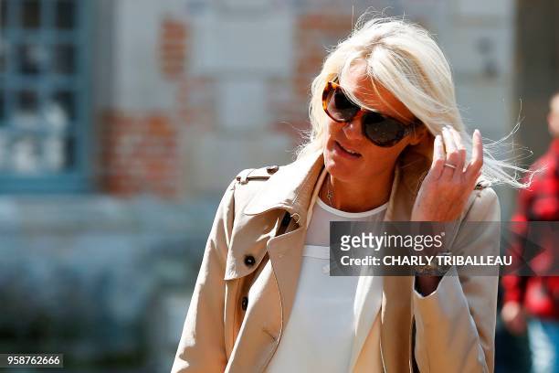 Alice Bertheaume , partner of late French writer Gonzague Saint Bris, arrives at the courthouse in Lisieux, northwestern France, on May 15, 2018 to...