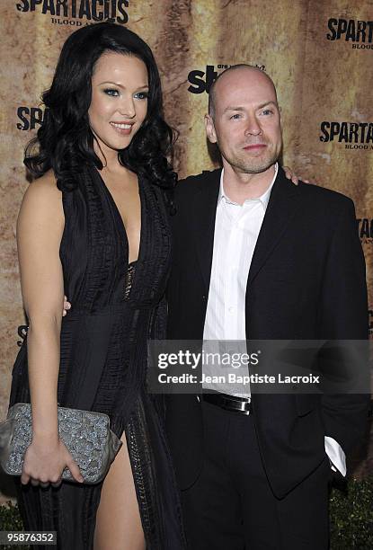 Erin Cummings and screenwriter Steven S. DeKnight arrive at the Starz original TV series 'Spartacus: Blood and Sand' at Billy Wilder Theater on...