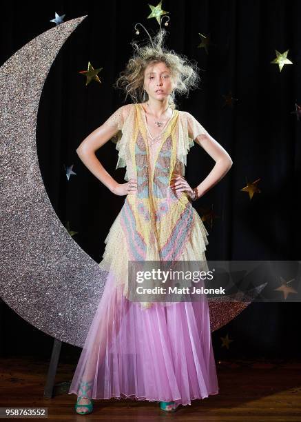 Model showcases a design by Romance Was Born show at Mercedes-Benz Fashion Week Resort 19 Collections at Restaurant Hubert on May 15, 2018 in Sydney,...