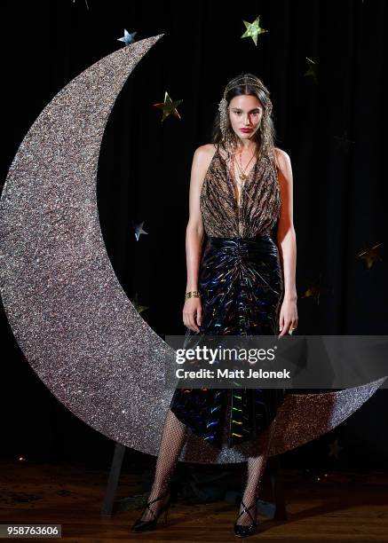 Model showcases a design by Romance Was Born show at Mercedes-Benz Fashion Week Resort 19 Collections at Restaurant Hubert on May 15, 2018 in Sydney,...