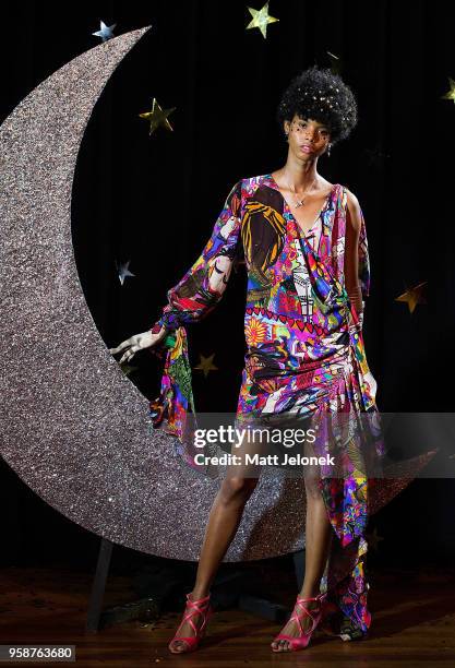 Model showcases a design by Romance Was Born show at Mercedes-Benz Fashion Week Resort 19 Collections at Restaurant Hubert on May 15, 2018 in Sydney,...