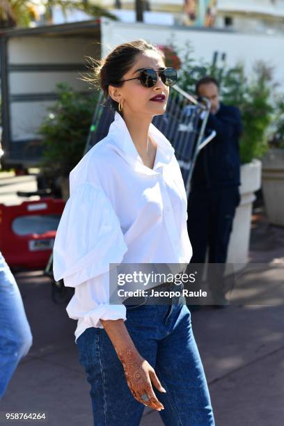 Sonam Kapoor is seen during the 71st annual Cannes Film Festival at on May 15, 2018 in Cannes, France.