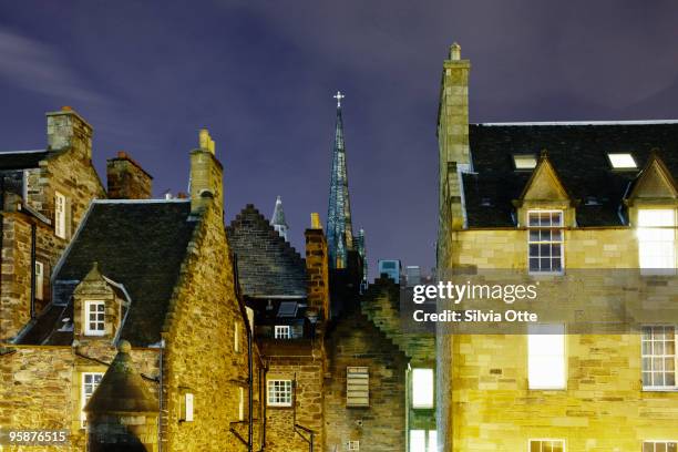 houses viewed from edinburgh castle - silvia otte stock pictures, royalty-free photos & images