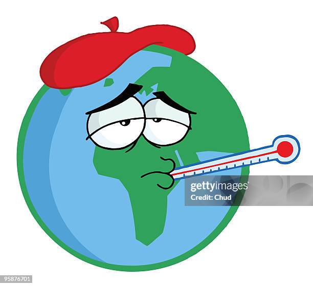 sick planet earth - anthropomorphic face stock illustrations
