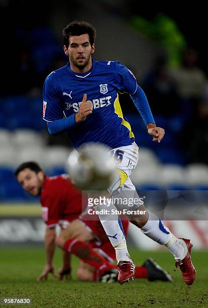 Cardiff player Joe Ledley in action during the FA Cup sponsored by E.ON 3rd Round Replay match between Cardiff City and Bristol City at Cardiff City...