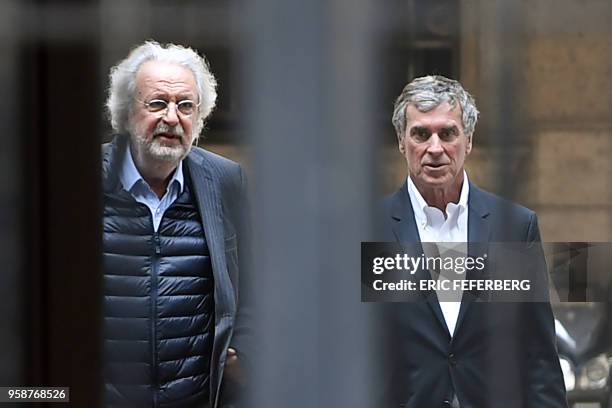 Former French budget minister Jerome Cahuzac , who was handed a three-year jail term in 2016 for tax evasion, flanked by one of his lawyers...