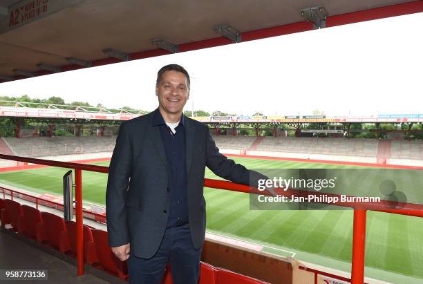 Oliver Ruhnert of 1 FC Union Berlin during the press conference at Stadion an der alten Foersterei on May 15, 2018 in Berlin, Germany.