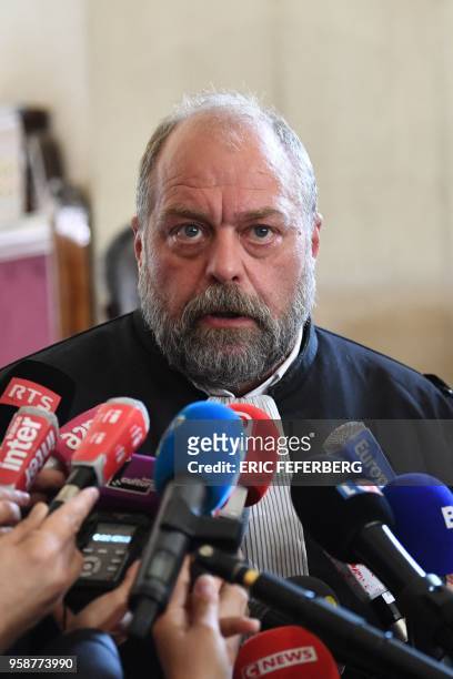 Eric Dupond-Moretti, one of the lawyers of former French budget minister Jerome Cahuzac, speaks to journalists after the hearing of Cahuzac's appeal...