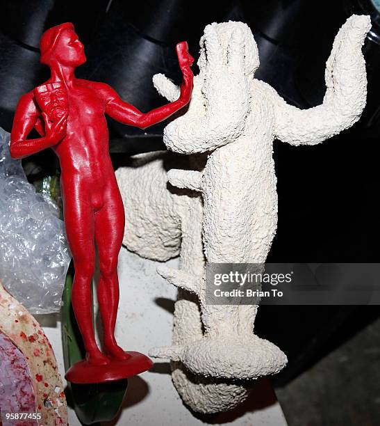 Wax statuettes used to make molds at the casting of the "Actor" for the 2010 Screen Actors Guild Awards at American Fine Arts Foundry on January 19,...