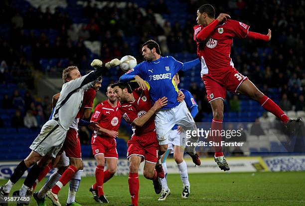 Cardiff player Joe Ledley in action during the FA Cup sponsored by E.ON 3rd Round Replay match between Cardiff City and Bristol City at Cardiff City...