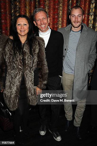 Fran Cutler, Patrick Cox and James Small attend the afterparty following the press night of 'Six Degrees Of Separation', at Aqua on January 19, 2010...