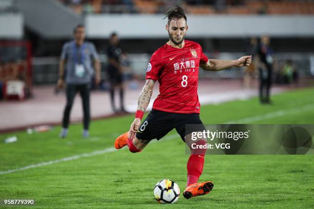 Nemanja Gudelj of Guangzhou Evergrande drives the ball during the AFC Champions League Round of 16 second leg match between Guangzhou Evergrande and...