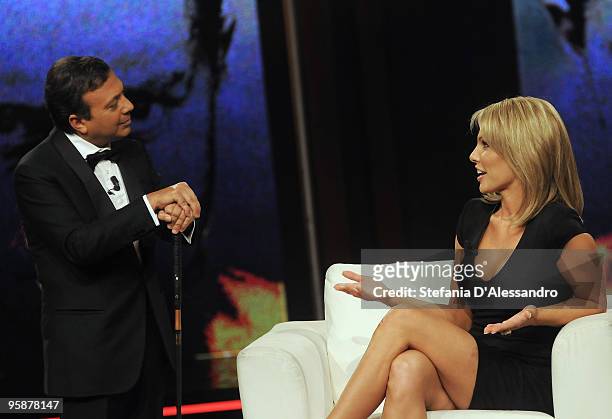 Piero Chiambretti and Cori Rist attend 'Chiambretti Night' Italian TV Show on January 19, 2010 in Milan, Italy.