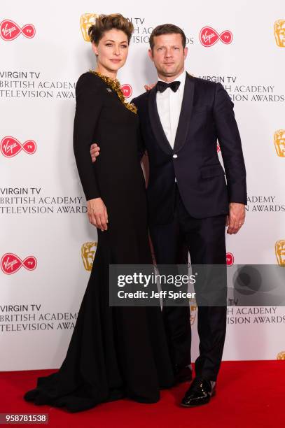 Emma Willis and Dermot O'Leary pose in the press room at the Virgin TV British Academy Television Awards at The Royal Festival Hall on May 13, 2018...