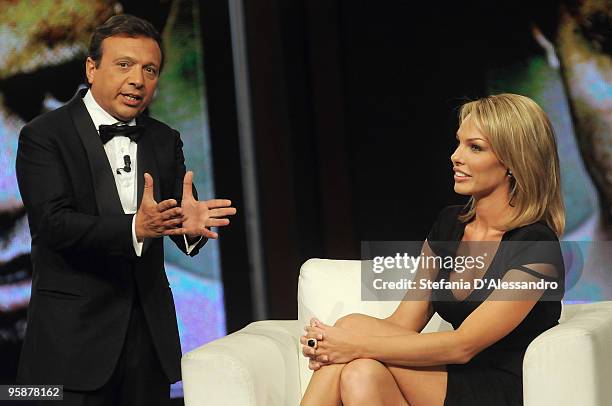 Piero Chiambretti and Cori Rist attend 'Chiambretti Night' Italian TV Show on January 19, 2010 in Milan, Italy.