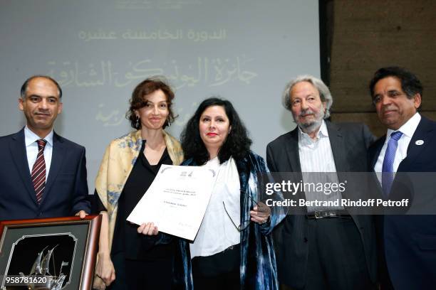 Chairman of the Department of Culture and Information in Sharjah, Abdullah Al Owais, General Director of UNESCO Audrey Azoulay, Laureate of the Prize...