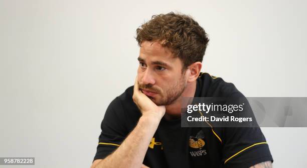 Danny Cipriani faces the media during the Wasps media session held at their training ground on May 15, 2018 in Coventry, England.