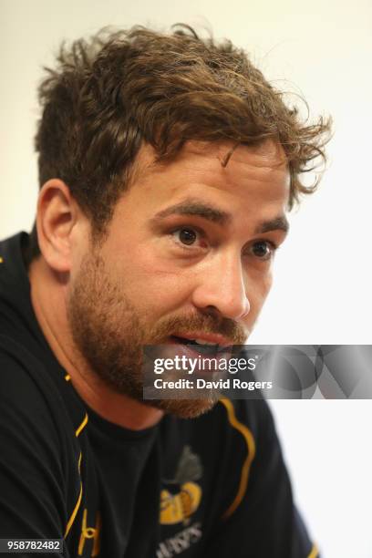 Danny Cipriani faces the media during the Wasps media session held at their training ground on May 15, 2018 in Coventry, England.
