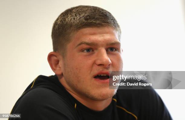 Jack Willis faces the media during the Wasps media session held at their training ground on May 15, 2018 in Coventry, England.