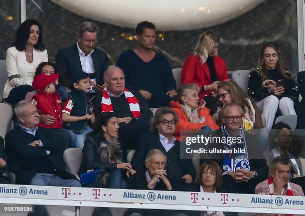 Blick auf die Ehrentribuene mit Til Schweiger, Uli Honess mit Frau Susanne waehrend dem Fussball Bundesliga Spiel FC Bayern Muenchen gegen Darmstadt...