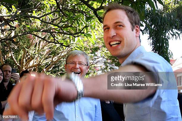 Prince William meets with Australian Prime Minister Kevin Rudd and members of the Ted Noffs Foundation at a Randwick community centre on the second...