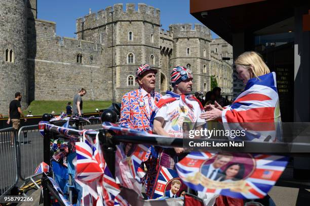 Royal fans Terry Hutt and John Loughrey set up their positions ahead of a four day wait for the royal wedding of Prince Harry and Meghan Markle, on...