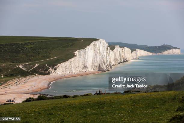 Seven Sisters cliffs are seen from Seaford Head on May 15, 2018 in Seaford, England. Situated within the South Downs National Park, Seven Sisters is...