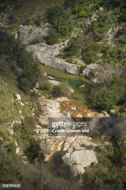 Teich, Fluss, Schlucht, Cavagrande del Cassibile, Sizilien, Italien