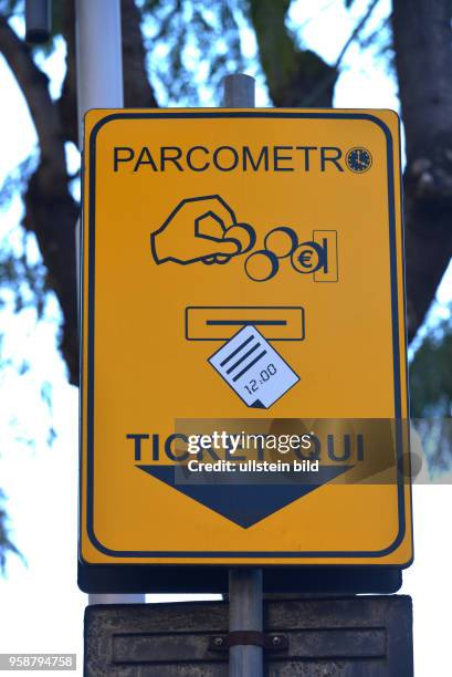 Parkautomat, Schild, Catania, Sizilien, Italien