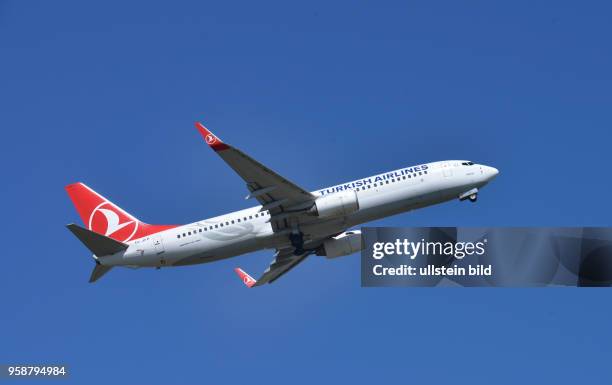 Startendes Flugzeug, Turkish Airlines, Flughafen Tegel, Reinickendorf, Berlin, Deutschland