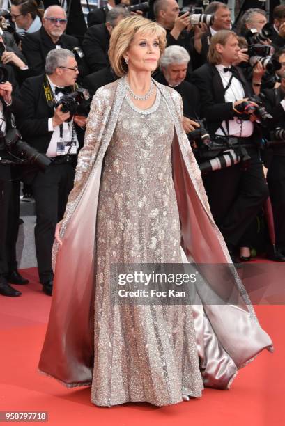 Jane Fonda attends the screening of 'Blackkklansman' during the 71st annual Cannes Film Festival at Palais des Festivals on May 14, 2018 in Cannes,...