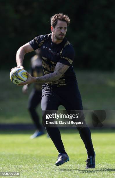Danny Cipriani runs with the ball during the Wasps training session held at their training ground on May 15, 2018 in Coventry, England.