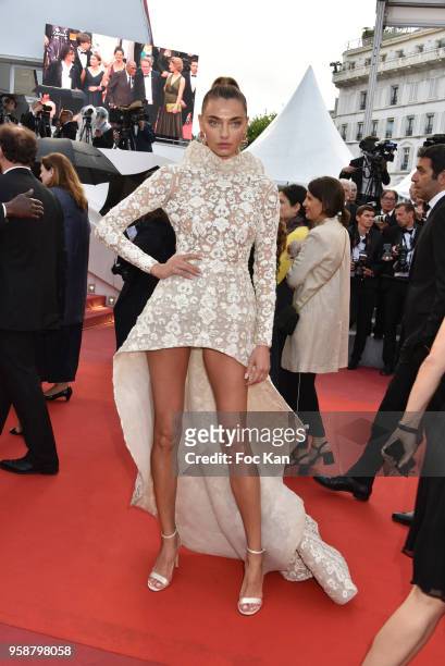 Alina Baikova attends the screening of 'Blackkklansman' during the 71st annual Cannes Film Festival at Palais des Festivals on May 14, 2018 in...