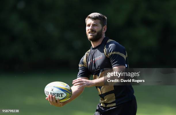 Willie le Roux runs with the ball during the Wasps training session held at their training ground on May 15, 2018 in Coventry, England.