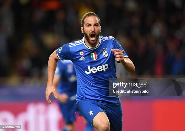 Monaco - Juventus Turin JUBEL Juventus Turin; Torschuetze Gonzalo Higuain