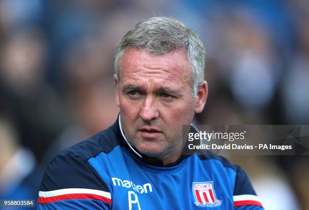 Stoke City manager Paul Lambert during the Premier League match at the Liberty Stadium, Swansea