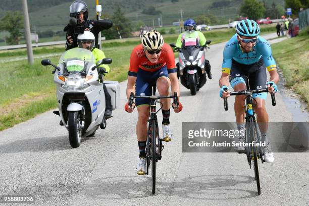Matej Mohoric of Slovenia and Team Bahrain-Merida / Davide Villella of Italy and Astana Pro Team / during the 101st Tour of Italy 2018, Stage 10 a...