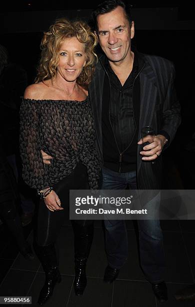 Kelly Hoppen and Duncan Bannatyne attend the launch party following Kelly Hoppen's refurbishment design of club Whisky Mist, at Whisky Mist on...