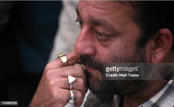 Bollywood Actor Sanjay Dutt During a Press Conference with Samajwadi Party Leader in New Delhi on Monday, January 18, 2010.