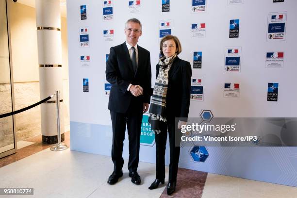 Secretary General Jens Stoltenberg attends the Cyber Defence Pledge Conference in the presence of the french minister of armies Florence Parly on May...