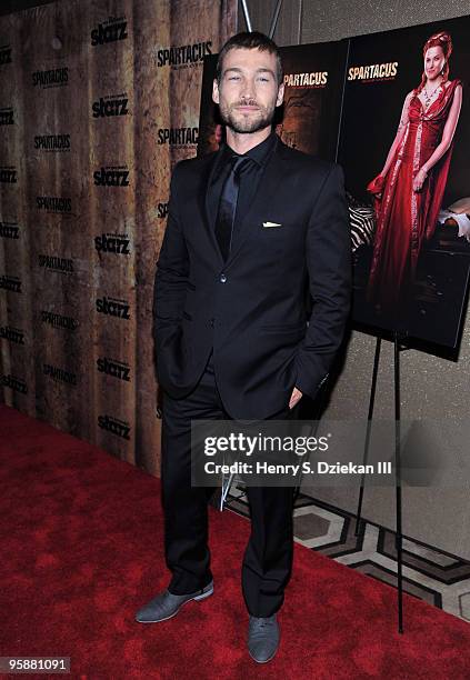 Actor Andy Whitfield attends the premiere of "Spartacus: Blood and Sand" at the Tribeca Grand Screening Room on January 19, 2010 in New York City.