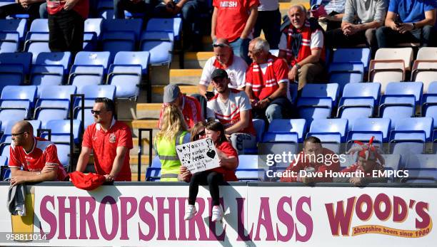 Charlton Athletic fans in the stands Shrewsbury Town v Charlton Athletic - Sky Bet League One - Playoff - Semi Final - Second Leg - Montgomery Waters...