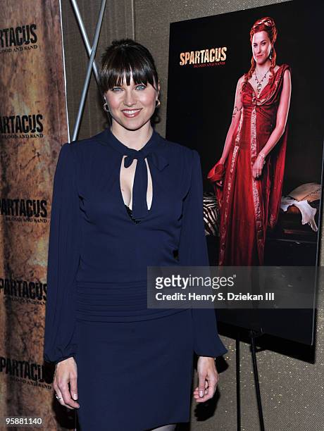 Actress Lucy Lawless attends the premiere of "Spartacus: Blood and Sand" at the Tribeca Grand Screening Room on January 19, 2010 in New York City.